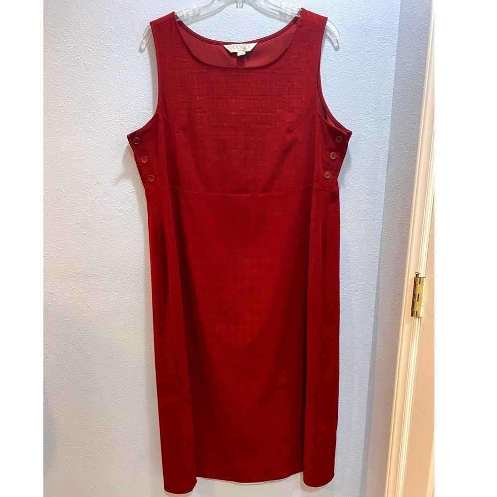 Casual Corner Annex Red Textured Shift Dress 18W Sleeveless Work Holiday Party